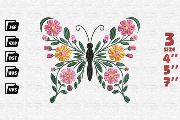 Blooming Butterfly Embroidery