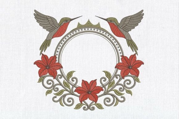 Floral Hummingbird Monogram Frame