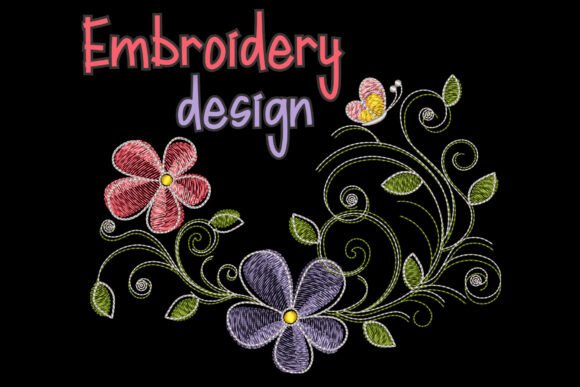 Flower Butterfly Embroidery Design