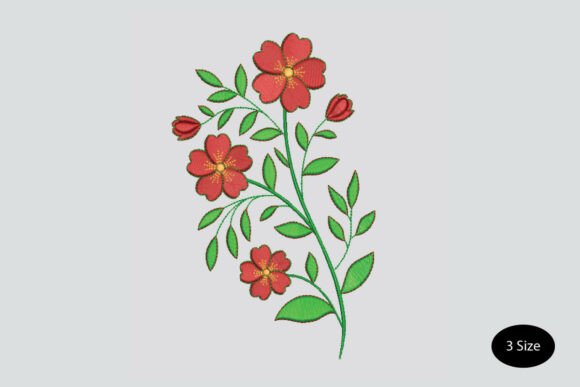 Flower Plants: Elegant Floral Branch Embroidery