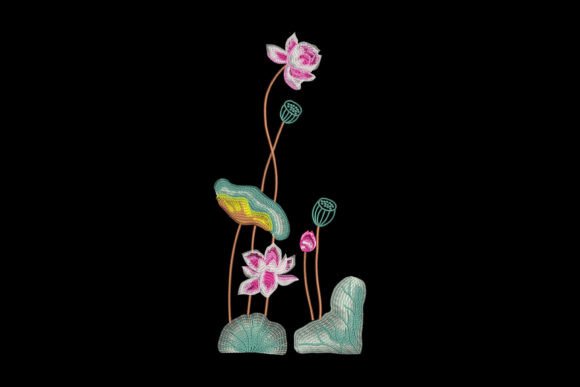 Lotus Pond: A Serene Embroidery Design for Boutique Sweatshirts