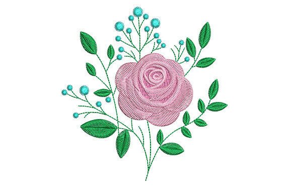 Pink Rose Embroidery Designs